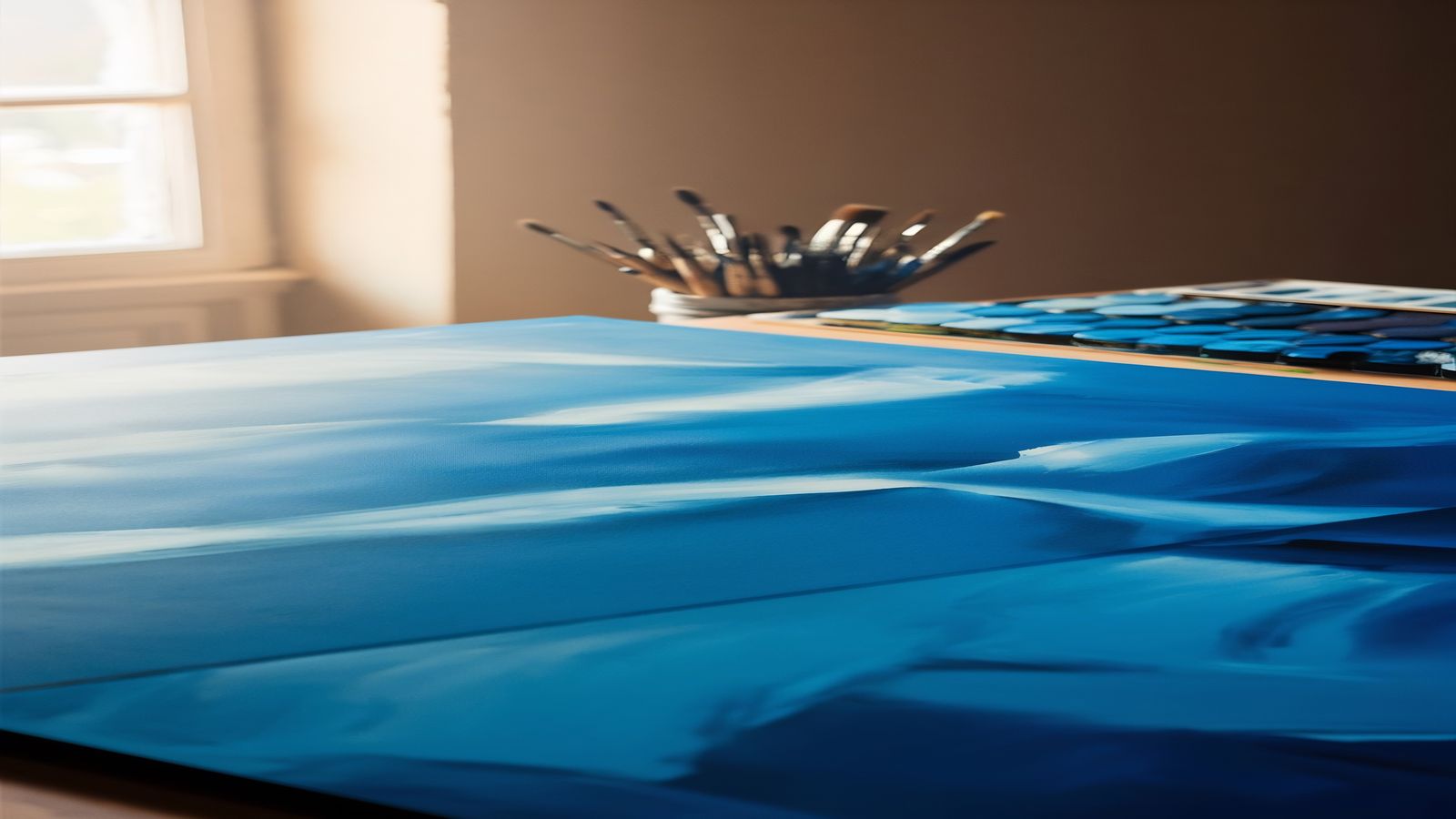 A sketchbook open to a page of hand-drawn product concepts beside fabric swatches and color chips on a worktable